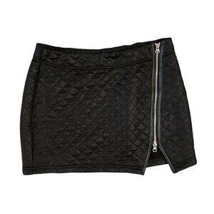 Express Womens Quilted Micro Mini Skirt Size 8 Black Side Zip 2000s Going Out